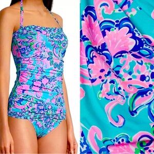 Lilly Pulitzer Justina Tankini Top and Lagoon Sarong Hipster Bottoms NWT size 14